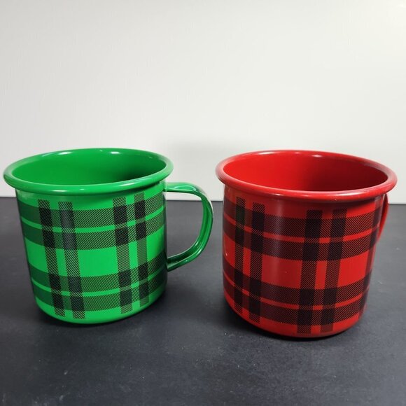 Captain Morgan Cups Lot of 2 Metal Enamel Ware Red and Green Advertising… - Picture 4 of 10